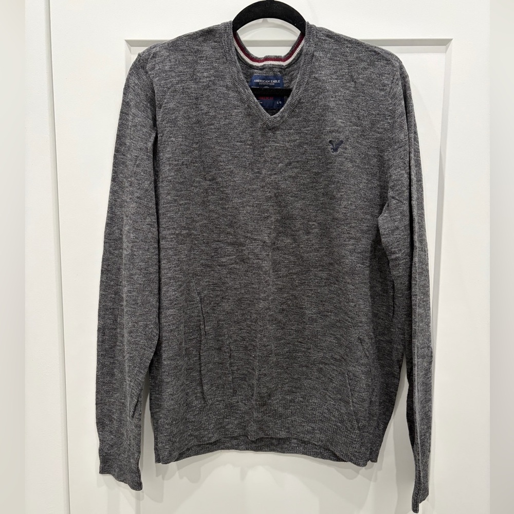 American Eagle Outfitters Charcoal V-Neck Sweater